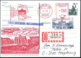 1000 BERLIN 30/ PHILATELIE GRENZENLOS... 1991 (10.8.) AFS 150 Pf. = Brandenbg.Tor Auf Amtl. P 60 Pf. Bavaria +... - Other & Unclassified