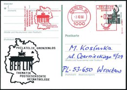 1000 BERLIN 30/ PHILATELIE GRENZENLOS... 1990 (3.10.) AFS 020 Pf. = Brandenbg. Tor Als VE Auf Amtl. P 60 Pf.... - Other & Unclassified