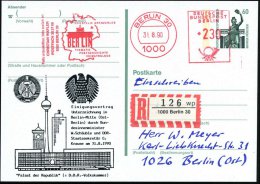 BERLIN 1990 (31.8.) Amtl. P 60 Pf. Bavaria + Zudruck: Einigungsvertrag.. W.Schäuble.. G.Krause Am 31.8.1990... - Other & Unclassified