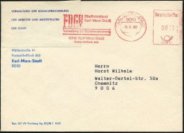 9010 KARL-MARX-STADT/ FDGB../ Verw.d.Sozialversicherung 1990 (6.6.) AFS Auf Vordr.-Bf.+ Aufkleber: VERWAL-TUNG DER... - Other & Unclassified