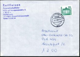 1220 EISENHÜTTENSTADT 1/ Bd 1990 (19.11.) 1K Auf VGO EF 50 Pf. + Viol.HdN: Raiffeisen/ALG = Ex LPG , Ortsbf.... - Other & Unclassified