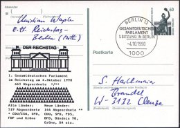 1000 BERLIN 12/ GESAMTDEUTSCHES/ PARLAMENT/ 1.SITZUNG IN BERLIN 1990 (4.10.) SSt Auf Amtl. P 60 Pf. Bavaria +... - Other & Unclassified