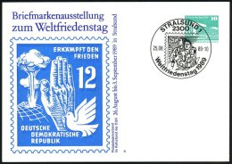 2300 STRALSUND 1/ Weltfriedenstag 1989 (25.8.) SSt Auf PP 10 Pf. PdR, Grün : Weltfriedenstag = DDR 12... - Other & Unclassified