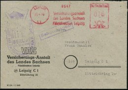 LEIPZIG/ C 1/ Versicherungsanstalt/ Des Landes Sachsen.. 1950 (25.4.) AFS + Viol. Propaganda-HdN: BERLIN/... - Other & Unclassified