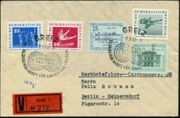 GREIZ/ 3.OKTOBER/ 1945-1960/ 75 JAHRE KAMPF FÜR EINHEIT U.FRIEDEN 1960 (2.9.) HWSt (2 Globen) + Orange VZ:... - Other & Unclassified