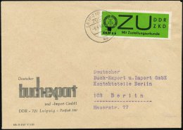 7005 LEIPZIG BPA/ Ag 1968 (8.4.) 1K Auf EF Grüne ZKD-Aufdruck-Marke "ZU" "ZKD 4 B" / 65 Pf. (Bugspur)... - Other & Unclassified