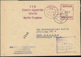 1193 BERLIN/ ZKD/ VEB/ Elektro-Apparate/ Werke 1968 (6.5.) Lila ZKD-AFS Postalia + Schw. Paginier-1L + Viol. Ra3:... - Other & Unclassified