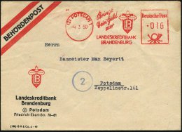 (2) POTSDAM 1/ Bringe/ Dein Geld/ Zur/ LANDESKREDITBANK/ BRANDENBURG 1950 (4.3.) AFS (Logo Mit Eichel) Zweifarbiger... - Other & Unclassified
