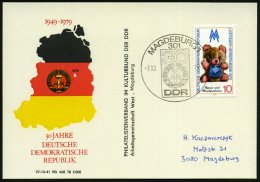 301 MAGDEBURG 1/ 30/ DDR 1979 (7.10.) SSt (DDR-Wappen) Auf Jubil.-Sonder-Kt: 30 Jahre DDR  (DDR-Landkarte) - Other & Unclassified