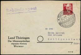(15a) WEIMAR 1/ GOETHES WEIMAR GRÜSST DIE WELT!/ 1749 GOETHEJAHR 1949 (17.8.) HWSt Auf Dienst-Bf.: Land... - Other & Unclassified