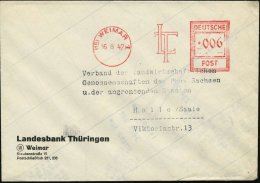 (15) WEIMAR 1/ L T 1947 (16.8.) Seltener , Sehr Später AFS-Typ "Hochrechteck" = L Andesbank Thüringen... - Other & Unclassified