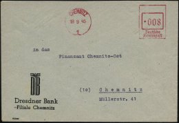 CHEMNITZ/ 1 1945 (18.9.) Aptierter AFS "Reichsadler" = Entfernt + Werbeklischee Entfernt! , Orts-Vordr.-Bf.:... - Other & Unclassified