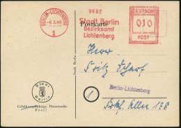 BERLIN-LICHTENBERG/ 1/ Stadt Berlin/ Bezirksamt/ Lichtenberg 1946 (6.5.) Seltener AFS-Typ "Hochrechteck" Klar Gest.... - Other & Unclassified