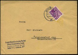 BERLIN W15/ Uu 1950 (17.1.) 2K Auf EF 6 Pf. Reichstag + Abs.-4L: Freie Demokratische Partei/ (Liberal-Demokratische... - Other & Unclassified