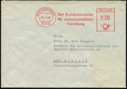 532 BAD GODESBERG/ Der Bundesminister/ Für Wissenschaftl./ Forschung 1966 (19.4.) AFS , Rs. Abs.-Vordr.,... - Other & Unclassified