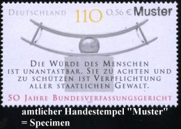 B.R.D. 2001 (Sept.) 110 Pf./(56 C.) "50 Jahre Bundesverfassungsgericht" Mit Amtl. Handstempel  "M U S T E R" ,... - Other & Unclassified