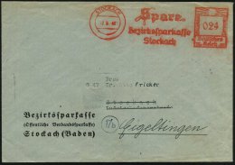 STOCKACH/ Spare/ Bezirkssparkasse 1946 (7.8.) Seltener, Aptierter AFS = Nur Hakenkreuz Entfernt! , Inl.-Vordr.-Bf.... - Other & Unclassified