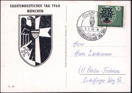 (13b) MÜNCHEN/ C/ SUDETENDEUTSCHER TAG 1960 (5.6.) SSt (Wappenschild) Motivgl. Sonder-Kt.! (Michaelis Nr.53 A,... - Other & Unclassified