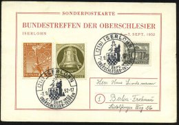 (21b) ISERLOHN/ OBERSCHLESIER-TREFFEN 1952 (6.9.) SSt (Wappen Etc.) 2x, Klar Gest. Inl.-Sonder-Kt.!  (Bo.4) - Other & Unclassified