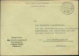 8491 HOHENWARTH/ B 1966 (6.5.) 1K + Maschinengeschrieber: Kriegsgefangenenpost/ Gebührenfrei , Portofreier... - Other & Unclassified