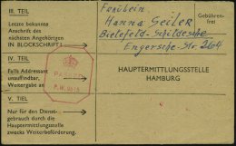 Bielefeld 1946 (Juli) Portofreie Vordr.-Kt. An Hauptermittlungsstelle Für Kriegsgef.-Schicksale, Hambg. Mit... - Other & Unclassified