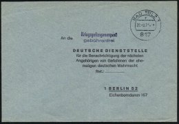 817 BAD TÖLZ 1/ R 1972 (28.9.) 1K + Viol. 2L: Kriegsgefangenenpost/ Gebührenfrei Auf Portofreiem... - Other & Unclassified