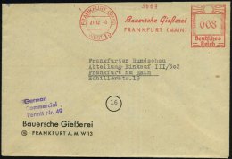 FRANKFURT (MAIN)/ WEST 13/ Bauersche Gießerei 1945 (21.12.) Seltener, Aptierter AFS = Hakenkreuz Entfernt! +... - Other & Unclassified