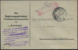 ANSBACH (MITTELFR) 2/ B 1945 (3.9.) 2K + Roter Ra.: Gebühr Bezahlt (etw.undeutl.) + Viol. Aliierter... - Other & Unclassified