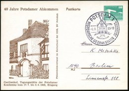 15 POTSDAM 1/ ../ POTSDAMER/ ABKOMMEN 1985 (2.8.) SSt Auf PP 10 Pf. PdR., Grün: 40 Jahre Potsdamer Abkommen... - Other & Unclassified