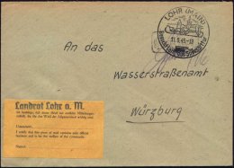 LOHR (MAIN)/ Besucht Lohr,das Spessarttor 1945 (11.9.) HWSt + Schw. Ra.: Gebühr Bezahlt + Aufkleber: Ich... - Other & Unclassified