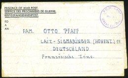 Lainz-Sigmaringen 1946 (15.5.) Viol. 1K: P.O.W. CAMP/No.111/GREAT BRITAIN Auf Kgf.-Falt-Brief Mit Inhalt  = Lager... - Other & Unclassified