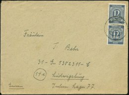 BONN 1 1947 (10.7.) 2K Auf Paar 12 Pf. Ziffer, Fernbf. An US-Internierten-Lager 77 In Ludwigsburg , Weibliche... - Other & Unclassified