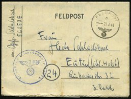 DEUTSCHES REICH 1945 (27.3.) 1K: FELDPOST/d/--- + Blauer 1K-HdN: Feldpostnr. 56050 = Armee-Waffenschule A. O. K. 8... - Other & Unclassified