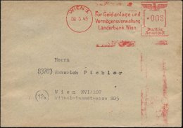 WIEN 1/ Für Geldanlagen U./ Vermögensverwaltung/ Länderbank Wien 1945 (8.3./21.12.) Später AFS ... - Other & Unclassified