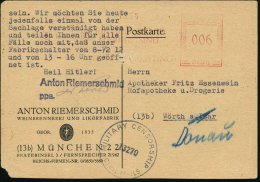 MÜNCHEN 1/ HDB/ RIEMERSCHMIDT.. 1945 (12.4.) AFS "Hakenkreuz" 006 Pf. (kriegbedingt Stark Abgenutzt)... - Other & Unclassified