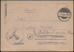 BERNBURG 1945 (7.3.) Alter 1K-Gitter + Bl. 1K-HdN: Res. Laz. Bernburg , Rs. Hs. Abs.: "..Res. Teillazarett... - Other & Unclassified