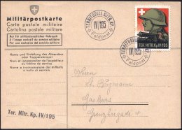 SCHWEIZ 1940 Gez. Soldatenmke.: "TER. MITR. Kp.IV-195"  = Kopf General Guisan, Wassergekühltes SMG, Typ... - Other & Unclassified