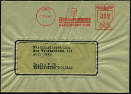 SUHL/ G/ GUSTLOFF-WERKE/ WAFFENWERK SUHL.. 1940 (13.11.) Seltener AFS = Monogramm-Logo "G" (leichte Knitter Durch... - Other & Unclassified