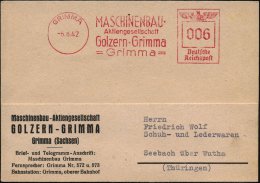 GRIMMA/ MASCHINENBAU-/ AG/ Golzern-Grimma.. 1942 (6.8.) AFS Klar Auf Firmen-Kt. (Dü.E-5BGo) - Other & Unclassified