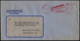 BITTERFELD/ IGEDUR/ HOCHFEST 1943 (15.4.) Seltener AFS , Vordr.-Bf.: I.G. FARBENINDUSTRIE AG.. (Dü.E-5DGo) - Other & Unclassified