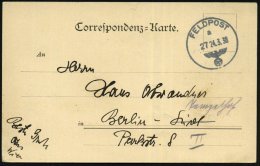 DEUTSCHES REICH 1938 (24.3.) 1K: FELDPOST/a/27 = 27. Inf.Div. Klar Gest. Feldpost.-Ak.: Purkersdorf (rs.... - Other & Unclassified