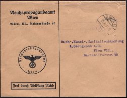 3 WIEN 49/ 1b 1938 (26.10.) Aptierter, Ehem. österr. 1K-Steg Auf Dienst-Vordr.-Bf.: FdAR/Reichspropagandaamt... - Other & Unclassified