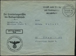 Dresden A 24 1942 (22.5.) Vordr.-Bf.: Der Ermittlungsrichter Des  V O L K S G E R I C H T S H O F E S / FdAR (unten... - Other & Unclassified