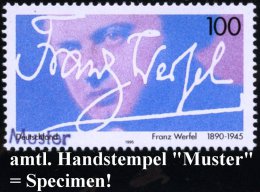 B.R.D. 1995 (Aug.) 100 Pf. "50. Todestag Franz Werfel" Mit Amtl. Handstempel  "M U S T E R" , Postfr. + Amtl.... - Other & Unclassified