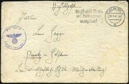 Berlin SW 11 1941 (27.1.) Viol. 1K-HdN: Waffen - S S /8./ SS-Art.-Ers.-Rgt. 1 + Rs. Hs. Abs.:... - Other & Unclassified