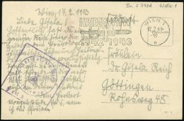 WIEN 1/ E/ KRIEGS-WHW.. 1943 (17.2.) Seltener MWSt = WHW-Logo (u. Schwert) + Viol.HdN: Res. Laz.(arett) XI A Wien,... - Other & Unclassified