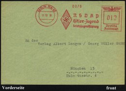 BERLIN NW 40/ NSDAP/ Hitler-Jugend/ Reichsjugendführung 1938 (11.10.) AFS = HJ-Logo (Rhombus-HJ-Logo) Klar Auf... - Sonstige & Ohne Zuordnung