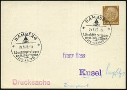 BAMBERG/ 1.Großführerlager/ Der HJ. Bayer. Ostmark 1939 (28.5.) SSt (HJ-Logo) Auf PP 3 Pf. Hindenbg.... - Sonstige & Ohne Zuordnung