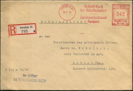 DRESDEN A1/ Bedient Euch/ D.Arbeitsämter/ Landesarbeitsamt/ Sachsen 1936 (10.9.) AFS 042 Pf. + RZ: Dresden... - Other & Unclassified