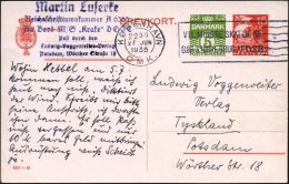 DÄNEMARK 1936 (27.6.) Amtl. P 5 Öre Ziffer + 15 Ö. Kogge , Viol. Abs.-HdN: Martin Luserke/... - Other & Unclassified